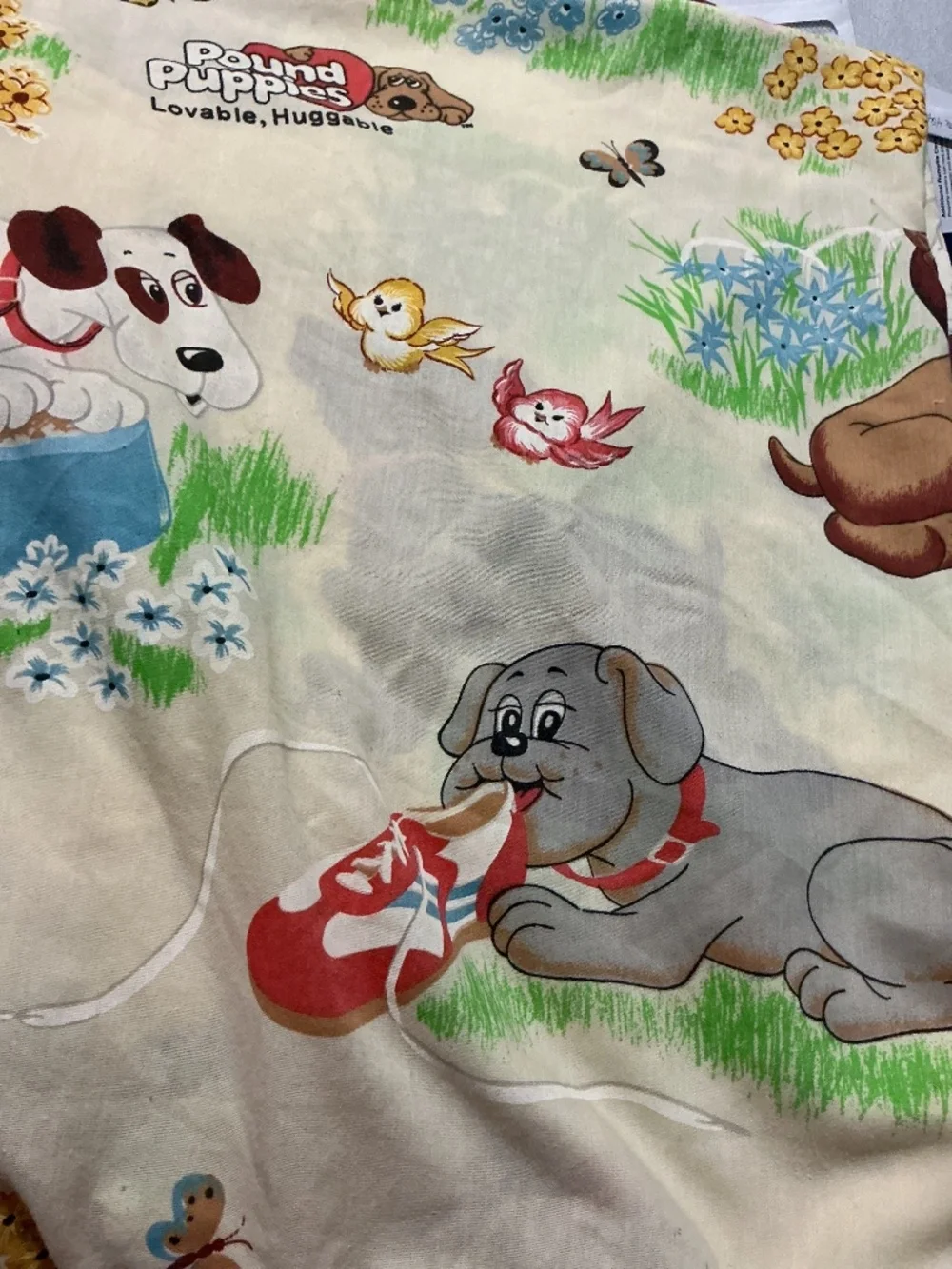 Vintage Tonka Pound Puppies Twin Flat Sheet 1985 Cartoons